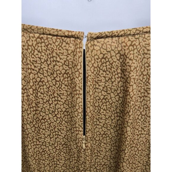 Silk Club Collection Midi Skirt Womens Size 8 Tan Silk Safari Lion Print Sequin - Picture 5 of 7